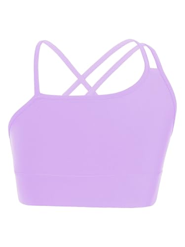 TTAO Mädchen Sport BHS Spaghettiträger Crop Tops Unterwäsche Nahtlose Sport BHS Schlaf BHS für Gymnastik Yoga Training gr. 110-164 Violett 122-128 von TTAO
