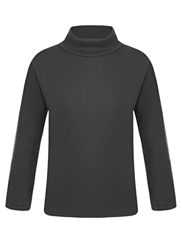 TTAO Mädchen Thermooberteile Langarm Rollkragenshirt Rollkragenpullover Kinder Winter Warme Unterhemden Thermounterwäsche Schwarz 134-140 von TTAO