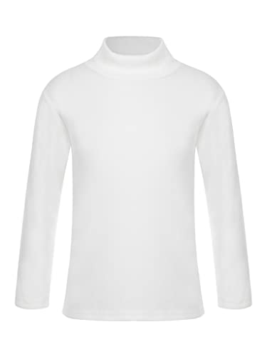 TTAO Mädchen Thermooberteile Langarm Rollkragenshirt Rollkragenpullover Kinder Winter Warme Unterhemden Thermounterwäsche Weiß 158-164 von TTAO