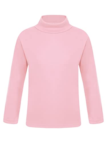 TTAO Mädchen Thermooberteile Langarm Rollkragenshirt Rollkragenpullover Kinder Winter Warme Unterhemden Thermounterwäsche Rosa 134-140 von TTAO