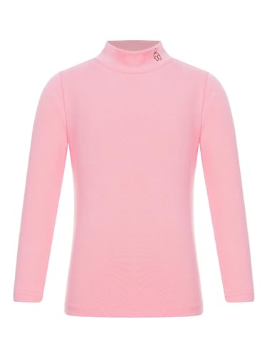 TTAO Mädchen Thermooberteile Langarm Rollkragenshirt Rollkragenpullover Kinder Winter Warme Unterhemden Thermounterwäsche Rosa C 122-128 von TTAO