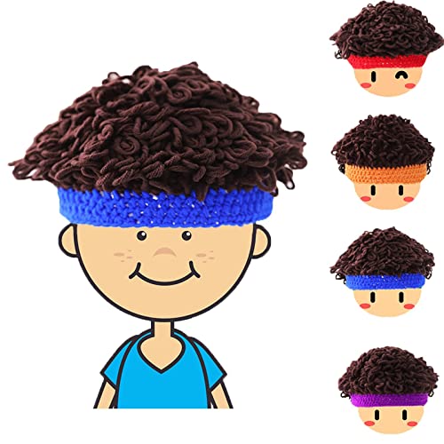 Handgemachte Wolle Wellenförmiges Haar Mütze, Baby Perücke Hut Explosive Kopf Perücke Mütze, Kinder Casual Perücke Handgemachte Mütze, Weiche Warme Winter Strick Perücke Mütze, Für Jungen Mädchen von TTBDBFH