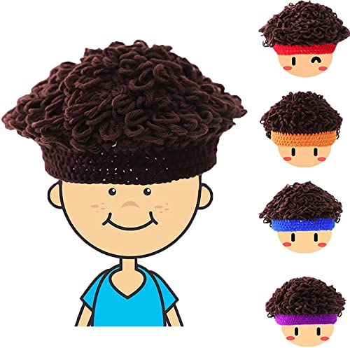 Handmade Wool Wavy Hair Cap,Baby Wig Hat Explosive Head Wig Cap,Children Casual Wig Handmade Hat,Soft & Warm Winter Knitted Wig Hat,Cute Funny Cap ​for Boy Girl von TTBDBFH