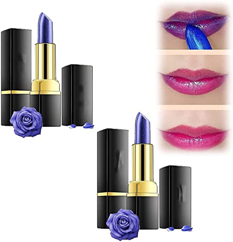 Long-Lasting Moisturizing Lipstick,Blue-Rose Temperature Changing Lipstick,Color Changing Lipstick with Flash,Long Lasting Nutritious Lip Balm von TTBDBFH