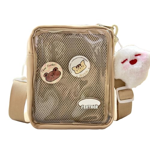 TTCAYU Ita Bag Crossbody mit Einsatz Kleines Display Kawaii Pin Trading Geldbörse mit 2 zufälligen Pin und Anhänger für Anime, Khaki-small Itabag, Kawaii von TTCAYU