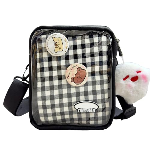 TTCAYU Ita Bag Crossbody mit Einsatz Kleines Display Kawaii Pin Trading Geldbörse mit 2 zufälligen Pin und Anhänger für Anime, Schwarz-klein Itabag von TTCAYU