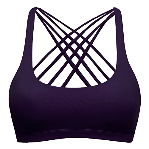 Sport BH Yoga BH Fitness BH Bustier Stretch Sports Bra Starker Leichter Halt Mit X-Rücken Für Running BH Geschmeidig Und Luftig Für Damen Purple XL von TTDW