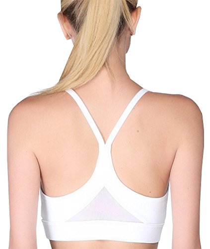 TTDW Sport BH Yoga BH Fitness BH Bustier Stretch Sports Bra Starker Leichter Halt Mit Y-Rücken Für Running BH Geschmeidig Und Luftig Für Damen weiß M von TTDW