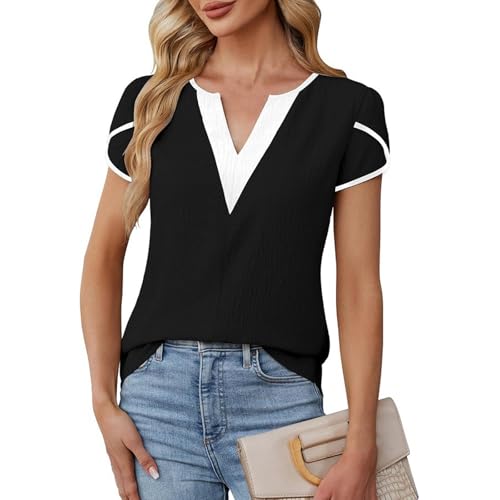 Blusen Damen Kurzarm Sommer Festliche T-Shirts Oberteil Festlich Tunika Elegant Damenblusen Enges Tshirt Blusenrock Lässig Shortsleeve Longshirt Locker Viskose Bluse Blusen Damen Kurzarm Sommer Festliche T-Shirts Oberteil Festlich Tunika Elegant Damenblusen Enges Tshirt Blusenrock Lässig Shortsleeve Longshirt Locker Viskose Bluse von TTFDJG