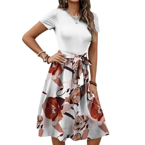 Boho Kleid Damen Hochzeitsgast Kurzarm Sommerkleid Damen Leicht und Luftig Blumenkleid Knielang A Linien Kleid mit Schnürung Damenkleider Sommer Freizeit Midikleid Sundresses for Women Boho Kleid Damen Hochzeitsgast Kurzarm Sommerkleid Damen Leicht und Luftig Blumenkleid Knielang A Linien Kleid mit Schnürung Damenkleider Sommer Freizeit Midikleid Sundresses for Women von TTFDJG