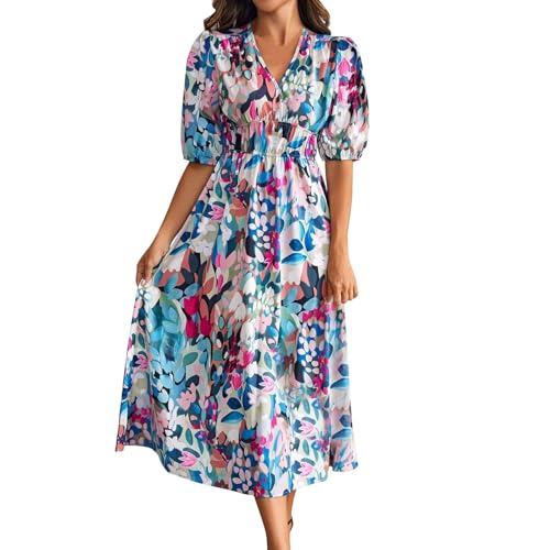 Damen Midi Knielange Strandkleider Sommer Luftig Einfarbig Tank Kleid Sommerkleid Lang Boho Tunika Winter Freizeitkleider Elegantes Italienische Kleider Mit Streifen Dresses for Women Party von TTFDJG