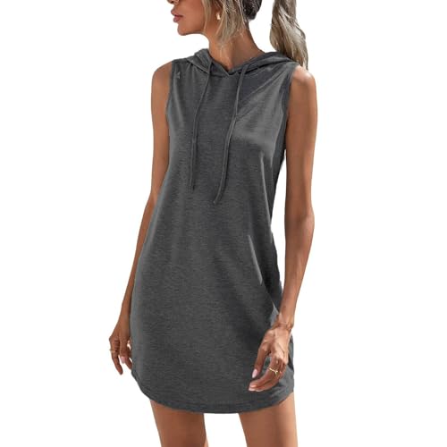 Langes Tanktop Damen T Shirt Kleid Damen Lang Sweatshirt Kleid Sommerkleid Ärmellos Träger Kleider Sommer Kurzarm Hoodie Damen Sweatshirt Damen Mit Kapuze Dresses for Women Summer Grau S Langes Tanktop Damen T Shirt Kleid Damen Lang Sweatshirt Kleid Sommerkleid Ärmellos Träger Kleider Sommer Kurzarm Hoodie Damen Sweatshirt Damen Mit Kapuze Dresses for Women Summer Grau S von TTFDJG