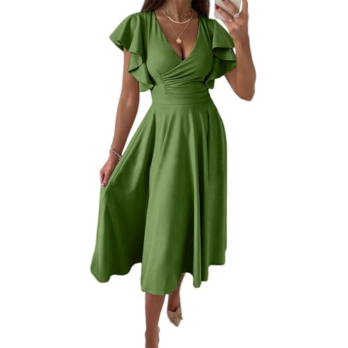 Sommerkleid Damen Elegant Festlich Lang A Linien Kleid Damen Sommer Rüschenkleid Tailliertes Kleid V Ausschnitt Cocktailkleid Hochzeitsgast Maxikleid Rüschen Freizeit Dresses for Women Sommerkleid Damen Elegant Festlich Lang A Linien Kleid Damen Sommer Rüschenkleid Tailliertes Kleid V Ausschnitt Cocktailkleid Hochzeitsgast Maxikleid Rüschen Freizeit Dresses for Women von TTFDJG