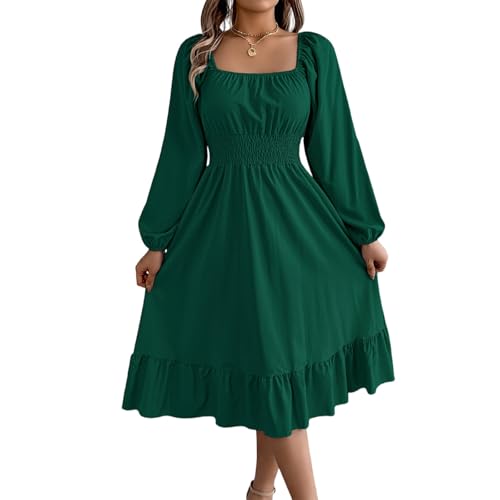 Sommerkleid Damen Lang mit Ärmeln Midikleid Damen Elegant Vintage Kleid A Linie Festliche Kleider Knielang Damenkleider Sommer Tailliertes Freizeitkleid Quadratischer Ausschnitt Milkmaid Dress Sommerkleid Damen Lang mit Ärmeln Midikleid Damen Elegant Vintage Kleid A Linie Festliche Kleider Knielang Damenkleider Sommer Tailliertes Freizeitkleid Quadratischer Ausschnitt Milkmaid Dress von TTFDJG