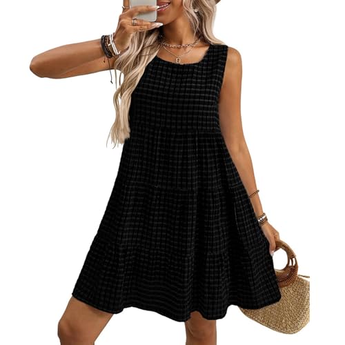 Sommerkleid Damen Leicht und Luftig Kurz Trägerkleid Damen Sommer Hängerkleid Karierte Kleid A Linie Shirtkleid Ärmellos Damenkleider Elegant Freizeitkleid ohne Ärmel Swing Kleid Sundress Sommerkleid Damen Leicht und Luftig Kurz Trägerkleid Damen Sommer Hängerkleid Karierte Kleid A Linie Shirtkleid Ärmellos Damenkleider Elegant Freizeitkleid ohne Ärmel Swing Kleid Sundress von TTFDJG