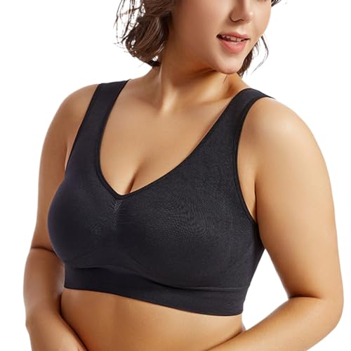 Sport BH Weiss Damen Bustier Bikini Damen Sport BH Große Brüste Starker Halt BH Ohne Bügel Push Up Fitness Kleidung Damen BH Mit Breiten Trägern BH Mit Breitem Unterbrustband Schwarz von TTFDJG