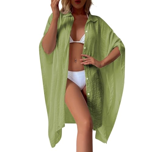 Strandhemd Damen Sommer Damen Strandkleid Bikini Cover Up Strand Kimono Damen Strand Tunika Kleid Damen Hemdkleid Damen Sommer Poncho Damen Strand Leicht Sommermode Damen Grün Strandhemd Damen Sommer Damen Strandkleid Bikini Cover Up Strand Kimono Damen Strand Tunika Kleid Damen Hemdkleid Damen Sommer Poncho Damen Strand Leicht Sommermode Damen Grün von TTFDJG