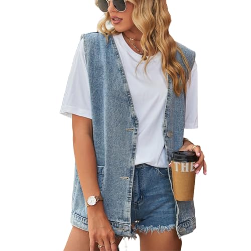 TTFDJG Ärmellose Weste Damen Sommer Jeansjacke Damen Weiß Denim Jacke Damen Oversize Jeans Weste Für Damen Jeanshemd Damen Oversize Jacke Damen Übergangsjacke Herbst Jacke Damen Herbst Blau XL TTFDJG Ärmellose Weste Damen Sommer Jeansjacke Damen Weiß Denim Jacke Damen Oversize Jeans Weste Für Damen Jeanshemd Damen Oversize Jacke Damen Übergangsjacke Herbst Jacke Damen Herbst Blau XL von TTFDJG