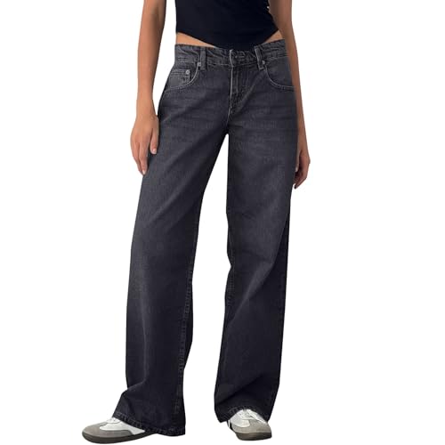 TTFDJG Baggy Jeans Damen High Waist Damenhose Mit Weitem Bein Und Gürtel Palazzo Hose Freizeithose Winter Wide Leg Pants Women Set Stoffhose Elegante Jogginghose Sommerhosen Leicht Luftig Grau XL von TTFDJG