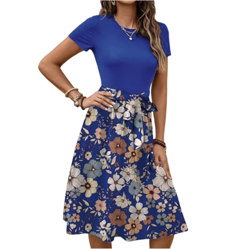 TTFDJG Blumenkleid Damen Festlich Kurzarm Sommerkleider Damen Leicht und Luftig Festliche Kleider Knielang Boho Kleid mit Schnürung Damenkleider Elegant Hochzeitskleid Midi Sommerkleid Blumen TTFDJG Blumenkleid Damen Festlich Kurzarm Sommerkleider Damen Leicht und Luftig Festliche Kleider Knielang Boho Kleid mit Schnürung Damenkleider Elegant Hochzeitskleid Midi Sommerkleid Blumen von TTFDJG