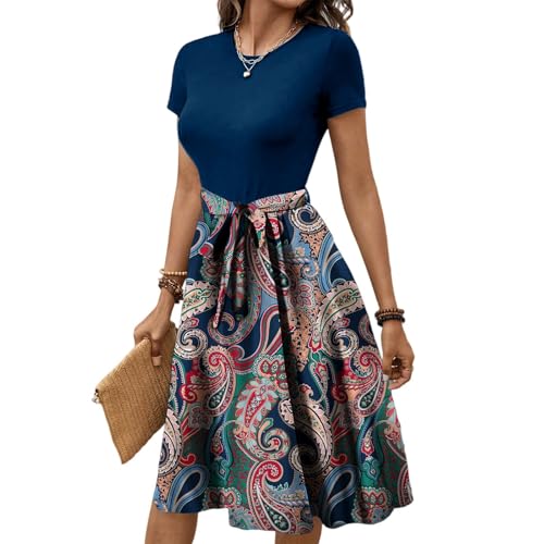 TTFDJG Blumenkleid Damen Festlich Kurzarm Sommerkleider Damen Leicht und Luftig Festliche Kleider Knielang Boho Kleid mit Schnürung Damenkleider Elegant Hochzeitskleid Midi Sommerkleid Blumen TTFDJG Blumenkleid Damen Festlich Kurzarm Sommerkleider Damen Leicht und Luftig Festliche Kleider Knielang Boho Kleid mit Schnürung Damenkleider Elegant Hochzeitskleid Midi Sommerkleid Blumen von TTFDJG