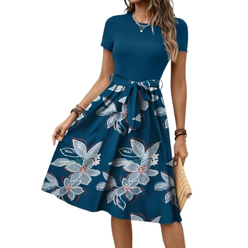 TTFDJG Blumenkleid Damen Festlich Kurzarm Sommerkleider Damen Leicht und Luftig Festliche Kleider Knielang Boho Kleid mit Schnürung Damenkleider Elegant Hochzeitskleid Midi Sommerkleid Blumen TTFDJG Blumenkleid Damen Festlich Kurzarm Sommerkleider Damen Leicht und Luftig Festliche Kleider Knielang Boho Kleid mit Schnürung Damenkleider Elegant Hochzeitskleid Midi Sommerkleid Blumen von TTFDJG