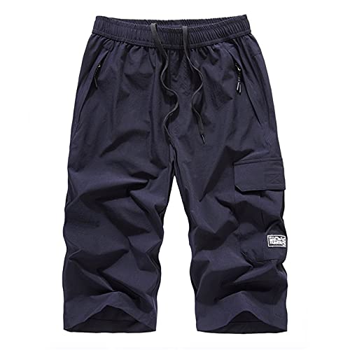 TTFDJG Cargohose Herren Kurz 3/4 Hose Herren Sommer Jogginghose Baggy Chino Hose Weites Bein Herrenhosen Bequem Männer Outdoorhose mit Gummizug Schlupfhose Große Größen Caprihosen von TTFDJG