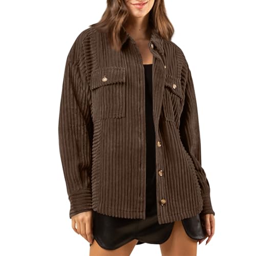 TTFDJG Cord Hemd Damen Hemdjacke Damen Herbst Jacke Mantel Damen Herbst Cord Winterjacke Damen Übergangsjacke Damen Frühling Damen Kordsamt Jacken Damen Winterjacke Warm Fleecejacke Braun XL TTFDJG Cord Hemd Damen Hemdjacke Damen Herbst Jacke Mantel Damen Herbst Cord Winterjacke Damen Übergangsjacke Damen Frühling Damen Kordsamt Jacken Damen Winterjacke Warm Fleecejacke Braun XL von TTFDJG
