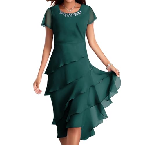 TTFDJG Damen Kleider Elegant Festlich Cocktailkleid Damen Hochzeitsgast Chiffonkleid Sommer Abendkleid Midi Damenkleider Knielang Partykleid für Hochzeit Festkleider Kurzarm Stufenkleid Festlich TTFDJG Damen Kleider Elegant Festlich Cocktailkleid Damen Hochzeitsgast Chiffonkleid Sommer Abendkleid Midi Damenkleider Knielang Partykleid für Hochzeit Festkleider Kurzarm Stufenkleid Festlich von TTFDJG