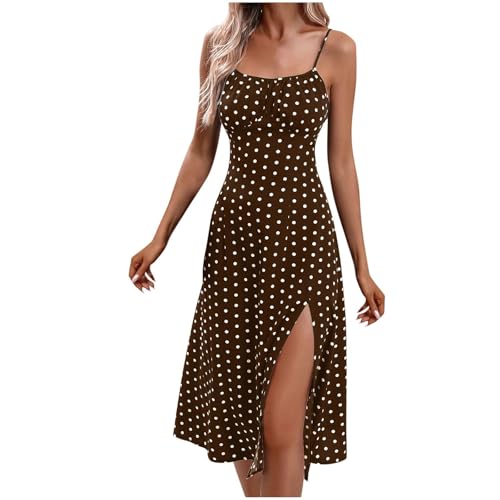 TTFDJG Gepunktetes Kleid mit Schlitz Elegant Sommerkleider Damen Leicht und Luftig Spaghettiträger-Kleid Lang Damenkleider Knielang Midikleid Ärmellos Frauen Freizeitkleid mit Weißen Punkten TTFDJG Gepunktetes Kleid mit Schlitz Elegant Sommerkleider Damen Leicht und Luftig Spaghettiträger-Kleid Lang Damenkleider Knielang Midikleid Ärmellos Frauen Freizeitkleid mit Weißen Punkten von TTFDJG