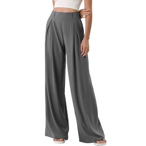 TTFDJG Hosenrock Mit Weitem Bein Palazzo Hose Grosse Groessen Stoffhose Damen Sommer Leicht Schlupfhose Modern High Waist Jogger Pants Hosenanzug Große Größen Hosen Locker Freizeithose Lang Grau S TTFDJG Hosenrock Mit Weitem Bein Palazzo Hose Grosse Groessen Stoffhose Damen Sommer Leicht Schlupfhose Modern High Waist Jogger Pants Hosenanzug Große Größen Hosen Locker Freizeithose Lang Grau S von TTFDJG