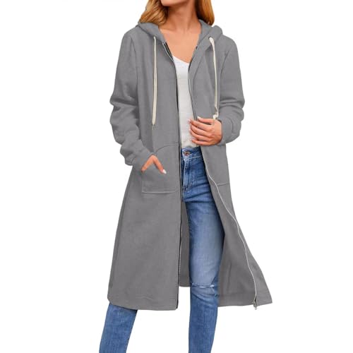 TTFDJG Kapuzenjacke Damen Lang Hoodiekleider Damen Lang Sweatshirtjacke Damen Mit Kapuze Übergangsjacke Damen Elegant Kapuzenkleider Damen Lange Sweatshirtkleid Damen Langer Mantel Damen Grau XXL TTFDJG Kapuzenjacke Damen Lang Hoodiekleider Damen Lang Sweatshirtjacke Damen Mit Kapuze Übergangsjacke Damen Elegant Kapuzenkleider Damen Lange Sweatshirtkleid Damen Langer Mantel Damen Grau XXL von TTFDJG