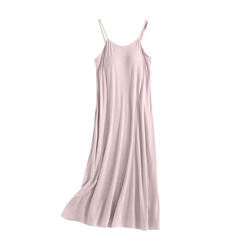 TTFDJG Kleid mit Integriertem BH Trägerkleid Damen Sommer Nachthemd Damen Lang Hauskleid Tanktop mit Integriertem BH Nachtkleid ohne Ärmel Hängerkleid Ärmellos Shirtkleid Sleepshirt Kurzarm Freizeit von TTFDJG