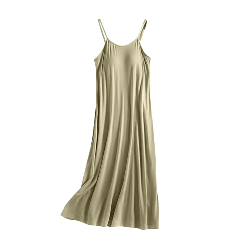 TTFDJG Kleid mit Integriertem BH Trägerkleid Damen Sommer Nachthemd Damen Lang Hauskleid Tanktop mit Integriertem BH Nachtkleid ohne Ärmel Hängerkleid Ärmellos Shirtkleid Sleepshirt Kurzarm Freizeit von TTFDJG