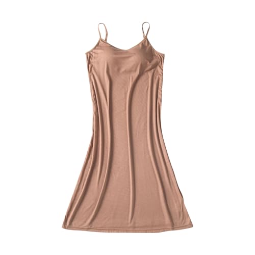 TTFDJG Kleid mit Integriertem BH Trägerkleid Damen Sommer Nachthemd Damen Lang Hauskleid Tanktop mit Integriertem BH Nachtkleid ohne Ärmel Hängerkleid Ärmellos Shirtkleid Sleepshirt Kurzarm Freizeit von TTFDJG