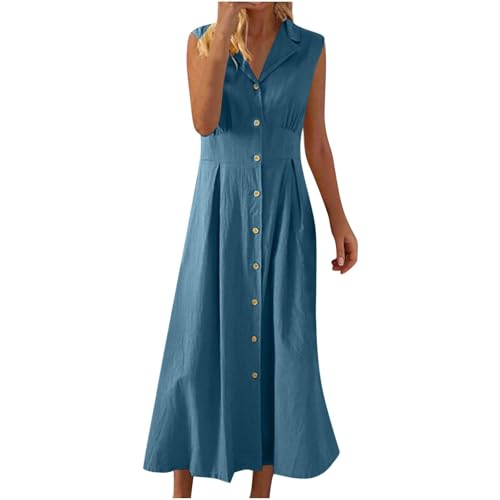 TTFDJG Leinenkleider Damen Sommer Maxi Hemdblusenkleid Damen Lang Leinen Sommerkleider Leicht und Luftig Hemdkleid Ärmellos Kleider Bodenlang Blusenkleid ohne Ärmel Maxikleider Frauen Freizeitkleid TTFDJG Leinenkleider Damen Sommer Maxi Hemdblusenkleid Damen Lang Leinen Sommerkleider Leicht und Luftig Hemdkleid Ärmellos Kleider Bodenlang Blusenkleid ohne Ärmel Maxikleider Frauen Freizeitkleid von TTFDJG