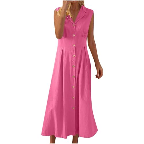TTFDJG Leinenkleider Damen Sommer Maxi Hemdblusenkleid Damen Lang Leinen Sommerkleider Leicht und Luftig Hemdkleid Ärmellos Kleider Bodenlang Blusenkleid ohne Ärmel Maxikleider Frauen Freizeitkleid TTFDJG Leinenkleider Damen Sommer Maxi Hemdblusenkleid Damen Lang Leinen Sommerkleider Leicht und Luftig Hemdkleid Ärmellos Kleider Bodenlang Blusenkleid ohne Ärmel Maxikleider Frauen Freizeitkleid von TTFDJG
