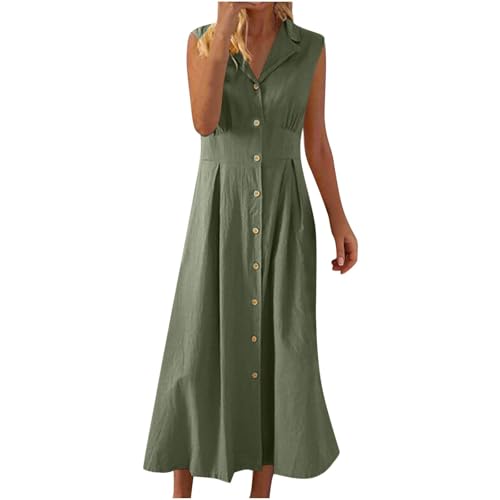TTFDJG Leinenkleider Damen Sommer Maxi Hemdblusenkleid Damen Lang Leinen Sommerkleider Leicht und Luftig Hemdkleid Ärmellos Kleider Bodenlang Blusenkleid ohne Ärmel Maxikleider Frauen Freizeitkleid TTFDJG Leinenkleider Damen Sommer Maxi Hemdblusenkleid Damen Lang Leinen Sommerkleider Leicht und Luftig Hemdkleid Ärmellos Kleider Bodenlang Blusenkleid ohne Ärmel Maxikleider Frauen Freizeitkleid von TTFDJG