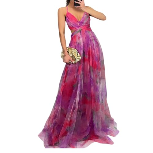 TTFDJG Maxikleider Damen Sommer Chiffon Kleid Hochzeitsgast Damen Lang Sommerkleid Bunt Tüllkleider Cut Out Spaghettiträger-Kleid Maxi Damenkleider Elegant Abendkleid Festlich Partykleid Ärmellos TTFDJG Maxikleider Damen Sommer Chiffon Kleid Hochzeitsgast Damen Lang Sommerkleid Bunt Tüllkleider Cut Out Spaghettiträger-Kleid Maxi Damenkleider Elegant Abendkleid Festlich Partykleid Ärmellos von TTFDJG