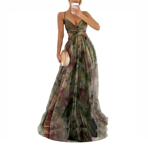 TTFDJG Maxikleider Damen Sommer Chiffon Kleid Hochzeitsgast Damen Lang Sommerkleid Bunt Tüllkleider Cut Out Spaghettiträger-Kleid Maxi Damenkleider Elegant Abendkleid Festlich Partykleid Ärmellos TTFDJG Maxikleider Damen Sommer Chiffon Kleid Hochzeitsgast Damen Lang Sommerkleid Bunt Tüllkleider Cut Out Spaghettiträger-Kleid Maxi Damenkleider Elegant Abendkleid Festlich Partykleid Ärmellos von TTFDJG