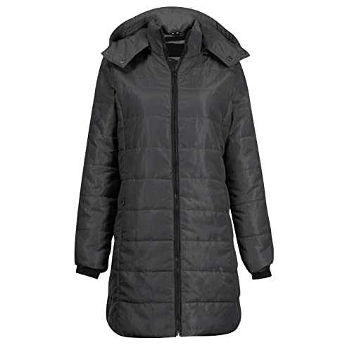 TTFDJG Parka Damen Übergangsjacke Leichte Winterjacke Damen Winterparka Damen Daunenjacke Jacke Damen Winterjacke Lang Teddyfell Jacke Damen Daunenmantel Damen Warm Flanell Winter Schwarz S von TTFDJG