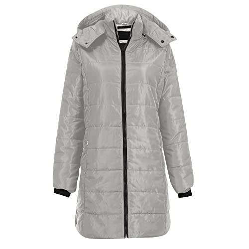 TTFDJG Sherpa Jacke Langer Wintermantel Damen Winter Jacket For Women Puffer Jacke Damen Lang Wintermantel Damen Kurz Steppmantel Grün Damen Parka Übergang Kurzmantel Damen Winter Grau XXL von TTFDJG