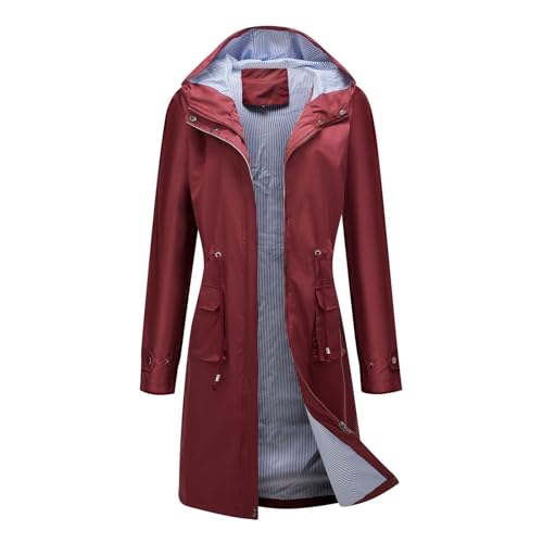 TTFDJG Sommermantel Damen Leicht Lang Jacken Damen Übergangsjacken Windjacke Damen Leicht Elegant Wanderbekleidung Damen Wasserdichter Regenmantel Damenmanteljacke Dünne Regenjacke Damen Rot 3XL TTFDJG Sommermantel Damen Leicht Lang Jacken Damen Übergangsjacken Windjacke Damen Leicht Elegant Wanderbekleidung Damen Wasserdichter Regenmantel Damenmanteljacke Dünne Regenjacke Damen Rot 3XL von TTFDJG