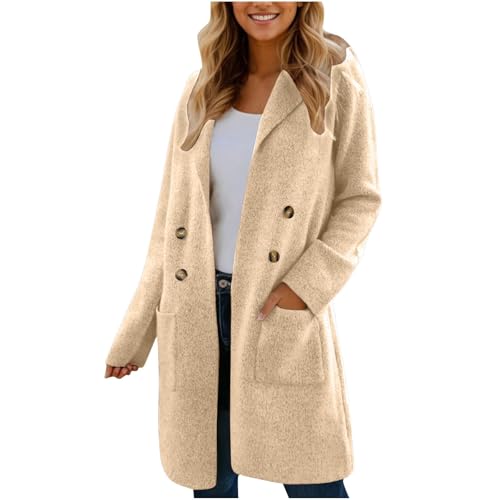 TTFDJG Übergangsjacke Damen Große Größen Frühlingsmantel Leichte Übergangsjacke Damen Übergangsjacke Mit Kapuze Jacke Mit Teddyfutter Damen Wolljacke Damen Winter Teddy Winterjacke Für Damen von TTFDJG