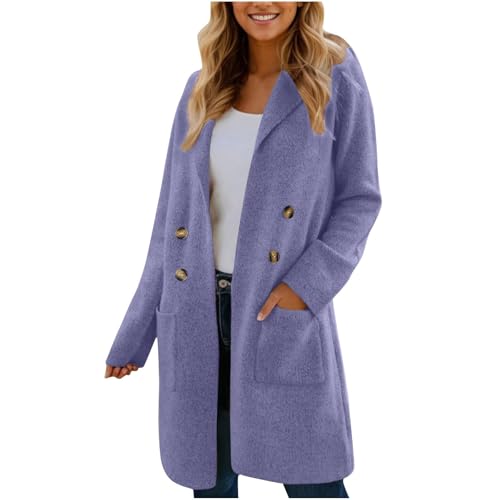 TTFDJG Übergangsjacke Damen Lang Jacke Frühling Elegant Windbreaker Damen Jacke Gefüttert Jacken Damen Übergangsjacken Lang Wollmantel Damen Winter Sweatjacke Mit Kapuze Und Reißverschluss Damen von TTFDJG