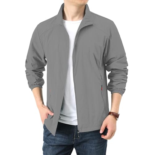 TTFDJG Wasserdichte Jacke Herren Sommer Regenjacke Fahrrad Sommerjacke Leicht Sweatjacke ohne Kapuze Bomberjacke Dünne Wanderjacke Atmungsaktiv Laufjacke Ultraleichte Herrenjacke Übergangsjacke TTFDJG Wasserdichte Jacke Herren Sommer Regenjacke Fahrrad Sommerjacke Leicht Sweatjacke ohne Kapuze Bomberjacke Dünne Wanderjacke Atmungsaktiv Laufjacke Ultraleichte Herrenjacke Übergangsjacke von TTFDJG