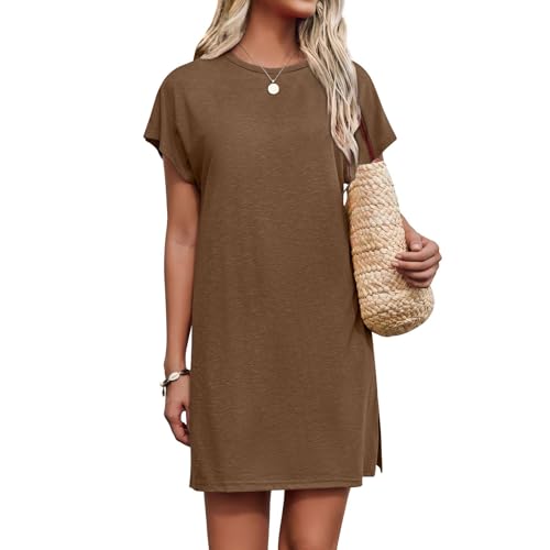 Tshirt Kleid Damen Sommer Strandkleider Kurz Sommerkleid Damen Leicht und Luftig Shirtkleid Kurzarm Tunika Kleid mit Schlitz Freizeitkleid Rundhals Tshirtkleid Longshirt Dresses for Women Tshirt Kleid Damen Sommer Strandkleider Kurz Sommerkleid Damen Leicht und Luftig Shirtkleid Kurzarm Tunika Kleid mit Schlitz Freizeitkleid Rundhals Tshirtkleid Longshirt Dresses for Women von TTFDJG