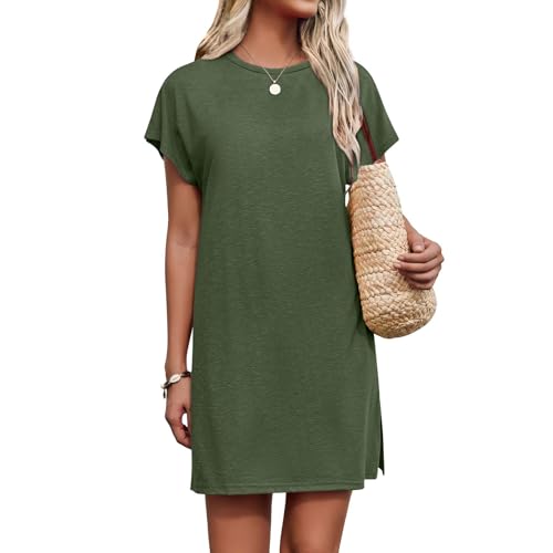 Tshirt Kleid Damen Sommer Strandkleider Kurz Sommerkleid Damen Leicht und Luftig Shirtkleid Kurzarm Tunika Kleid mit Schlitz Freizeitkleid Rundhals Tshirtkleid Longshirt Dresses for Women Tshirt Kleid Damen Sommer Strandkleider Kurz Sommerkleid Damen Leicht und Luftig Shirtkleid Kurzarm Tunika Kleid mit Schlitz Freizeitkleid Rundhals Tshirtkleid Longshirt Dresses for Women von TTFDJG
