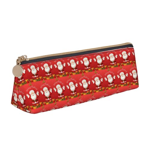 Federmäppchen aus Leder mit Aufdruck "Merry Christmas", dreieckig, mit Reißverschluss, Stifteetui für Jungen und Mädchen, Schüler für Arbeit und Schule, weiß, Einheitsgröße, Kosmetiktasche von TTIGLHOH