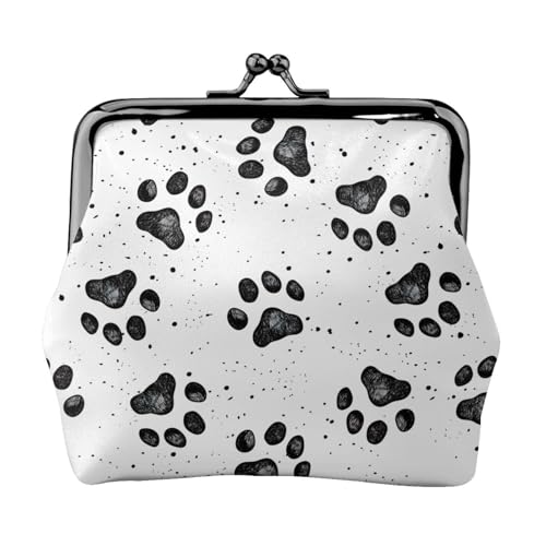 Minimalistische Reisebrieftasche mit Hundepfotenmuster, kleine Aufbewahrungstasche für Wanderausflüge und Ausflüge im Freien, Schwarz , Einheitsgröße, Münztasche von TTIGLHOH